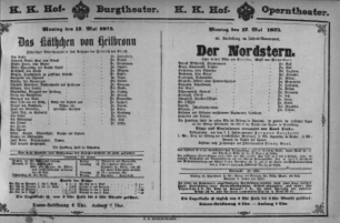 Theaterzettel (Oper und Burgtheater in Wien) 18750517 Seite: 1