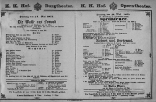 Theaterzettel (Oper und Burgtheater in Wien) 18750518 Seite: 1