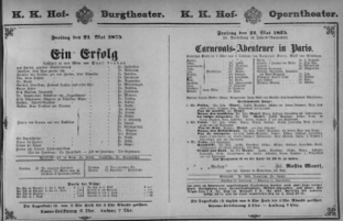 Theaterzettel (Oper und Burgtheater in Wien) 18750521 Seite: 1