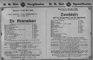 Theaterzettel (Oper und Burgtheater in Wien) 18750523 Seite: 1