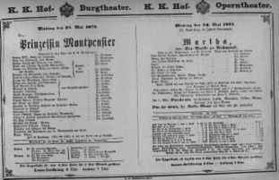 Theaterzettel (Oper und Burgtheater in Wien) 18750524 Seite: 1