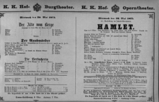 Theaterzettel (Oper und Burgtheater in Wien) 18750526 Seite: 1