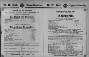 Theaterzettel (Oper und Burgtheater in Wien) 18750529 Seite: 1