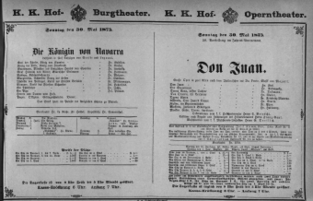 Theaterzettel (Oper und Burgtheater in Wien) 18750530 Seite: 1