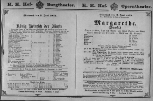 Theaterzettel (Oper und Burgtheater in Wien) 18750602 Seite: 1