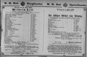 Theaterzettel (Oper und Burgtheater in Wien) 18750604 Seite: 1