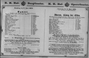 Theaterzettel (Oper und Burgtheater in Wien) 18750605 Seite: 1