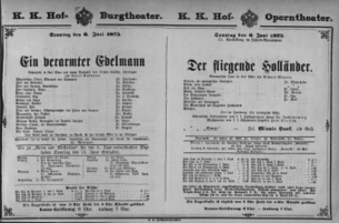 Theaterzettel (Oper und Burgtheater in Wien) 18750606 Seite: 1
