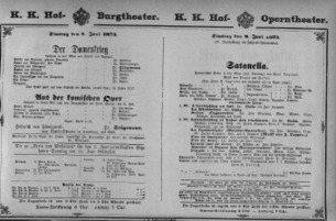 Theaterzettel (Oper und Burgtheater in Wien) 18750608 Seite: 1