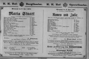 Theaterzettel (Oper und Burgtheater in Wien) 18750609 Seite: 1