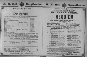Theaterzettel (Oper und Burgtheater in Wien) 18750611 Seite: 1