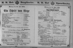 Theaterzettel (Oper und Burgtheater in Wien) 18750614 Seite: 1