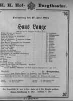 Theaterzettel (Oper und Burgtheater in Wien) 18750617 Seite: 1