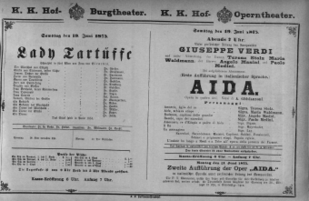Theaterzettel (Oper und Burgtheater in Wien) 18750619 Seite: 1
