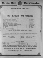 Theaterzettel (Oper und Burgtheater in Wien) 18750625 Seite: 1