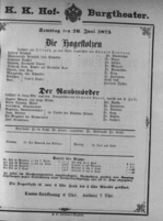 Theaterzettel (Oper und Burgtheater in Wien) 18750626 Seite: 1