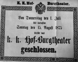 Theaterzettel (Oper und Burgtheater in Wien) 18750701 Seite: 1