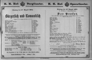 Theaterzettel (Oper und Burgtheater in Wien) 18750817 Seite: 1
