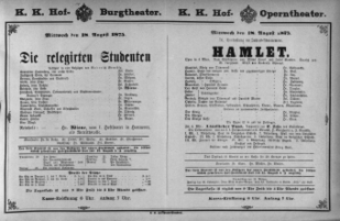 Theaterzettel (Oper und Burgtheater in Wien) 18750818 Seite: 1