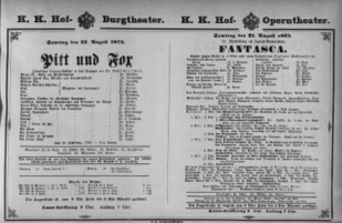 Theaterzettel (Oper und Burgtheater in Wien) 18750821 Seite: 1
