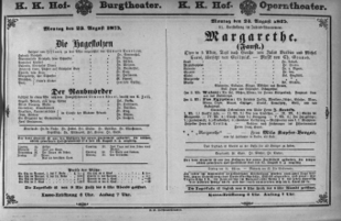 Theaterzettel (Oper und Burgtheater in Wien) 18750823 Seite: 1