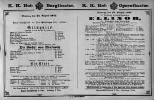 Theaterzettel (Oper und Burgtheater in Wien) 18750824 Seite: 1
