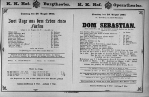 Theaterzettel (Oper und Burgtheater in Wien) 18750828 Seite: 1