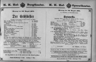 Theaterzettel (Oper und Burgtheater in Wien) 18750830 Seite: 1