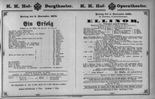 Theaterzettel (Oper und Burgtheater in Wien) 18750903 Seite: 1
