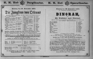 Theaterzettel (Oper und Burgtheater in Wien) 18750912 Seite: 1
