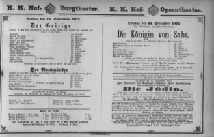 Theaterzettel (Oper und Burgtheater in Wien) 18750914 Seite: 1