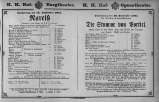 Theaterzettel (Oper und Burgtheater in Wien) 18750916 Seite: 1