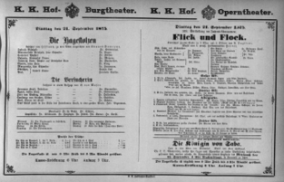 Theaterzettel (Oper und Burgtheater in Wien) 18750921 Seite: 1