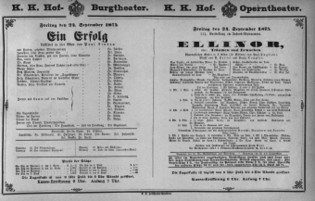 Theaterzettel (Oper und Burgtheater in Wien) 18750924 Seite: 1