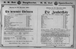Theaterzettel (Oper und Burgtheater in Wien) 18750926 Seite: 1