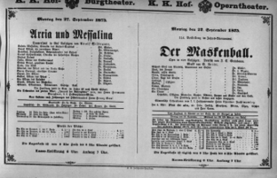 Theaterzettel (Oper und Burgtheater in Wien) 18750927 Seite: 1