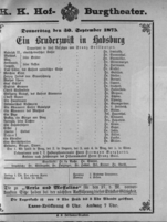 Theaterzettel (Oper und Burgtheater in Wien) 18750930 Seite: 1