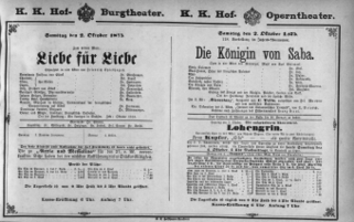 Theaterzettel (Oper und Burgtheater in Wien) 18751002 Seite: 1