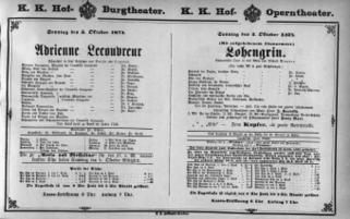 Theaterzettel (Oper und Burgtheater in Wien) 18751003 Seite: 1