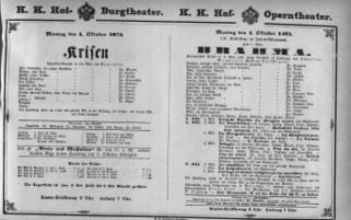 Theaterzettel (Oper und Burgtheater in Wien) 18751004 Seite: 1