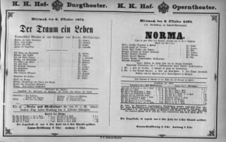 Theaterzettel (Oper und Burgtheater in Wien) 18751006 Seite: 1