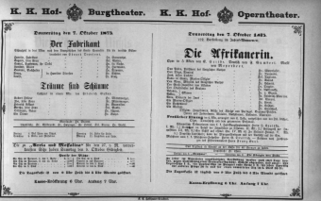 Theaterzettel (Oper und Burgtheater in Wien) 18751007 Seite: 1