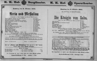 Theaterzettel (Oper und Burgtheater in Wien) 18751009 Seite: 1