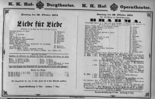 Theaterzettel (Oper und Burgtheater in Wien) 18751010 Seite: 1