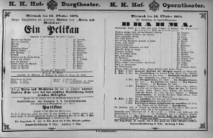 Theaterzettel (Oper und Burgtheater in Wien) 18751013 Seite: 1