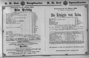 Theaterzettel (Oper und Burgtheater in Wien) 18751014 Seite: 1