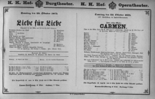 Theaterzettel (Oper und Burgtheater in Wien) 18751023 Seite: 1