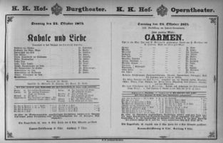 Theaterzettel (Oper und Burgtheater in Wien) 18751024 Seite: 1