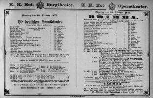 Theaterzettel (Oper und Burgtheater in Wien) 18751025 Seite: 1