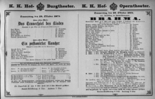 Theaterzettel (Oper und Burgtheater in Wien) 18751028 Seite: 1